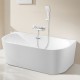 1500x750x580mm Back To Wall Freestanding Acrylic Apron White Bathtub with Solid Brass Mixer Diverter & ABS Handheld Shower Tap Set 1500x750x580mm Back To Wall Freestanding Acrylic Apron White Bathtub with Solid Brass Mixer Diverter & ABS Handheld Shower Tap Set