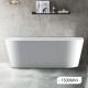 1500x750x580mm Back To Wall Freestanding Acrylic Apron White Bath Tub 