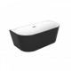1500x750x580mm Back To Wall Freestanding Acrylic Apron Black Bath Tub 