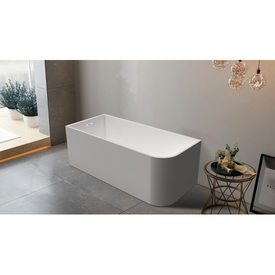 1400x750x610mm Corner Bathtub Left Corner Back to Wall Acrylic White Bath Tub