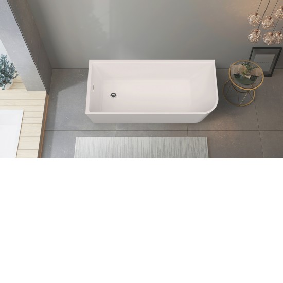 1700x750x610mm Corner Bathtub Left Corner Back to Wall Acrylic White Bath Tub