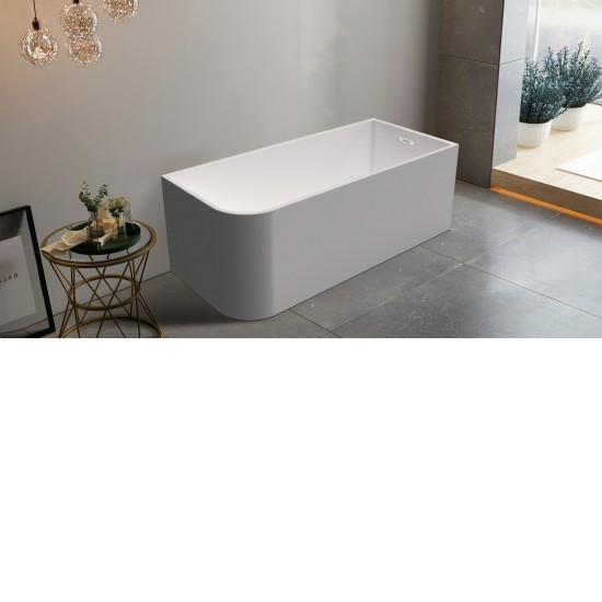 1700x750x610mm Corner Bathtub Right Corner Back to Wall Acrylic White Bath Tub