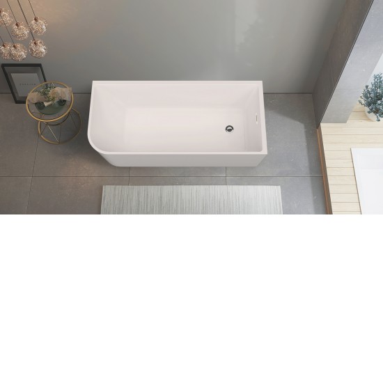 1700x750x610mm Corner Bathtub Right Corner Back to Wall Acrylic White Bath Tub