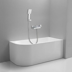 1400x750x610mm Corner Right Corner Back to Wall Acrylic White Bathtub with Solid Brass Mixer Diverter & ABS Handheld Shower Tap Set 1400x750x610mm Corner Right Corner Back to Wall Acrylic White Bathtub with Solid Brass Mixer Diverter & ABS Handheld Shower Tap Set