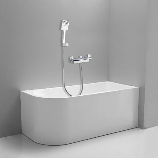 1400x750x610mm Corner Right Corner Back to Wall Acrylic White Bathtub with Solid Brass Mixer Diverter & ABS Handheld Shower Tap Set 1400x750x610mm Corner Right Corner Back to Wall Acrylic White Bathtub with Solid Brass Mixer Diverter & ABS Handheld Shower Tap Set