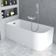 1500x750x610mm Left Corner Back to Wall Acrylic White Bathtub with Solid Brass Mixer Diverter & ABS Handheld Shower Tap Set 1500x750x610mm Left Corner Back to Wall Acrylic White Bathtub with Solid Brass Mixer Diverter & ABS Handheld Shower Tap Set