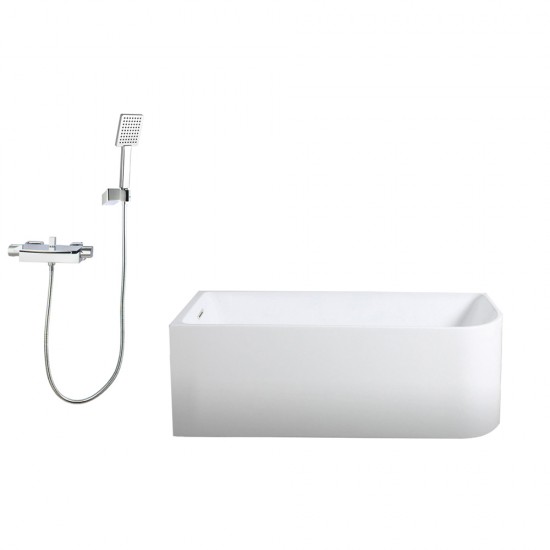 1500x750x610mm Left Corner Back to Wall Acrylic White Bathtub with Solid Brass Mixer Diverter & ABS Handheld Shower Tap Set 1500x750x610mm Left Corner Back to Wall Acrylic White Bathtub with Solid Brass Mixer Diverter & ABS Handheld Shower Tap Set
