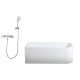 1500x750x610mm Left Corner Back to Wall Acrylic White Bathtub with Solid Brass Mixer Diverter & ABS Handheld Shower Tap Set 1500x750x610mm Left Corner Back to Wall Acrylic White Bathtub with Solid Brass Mixer Diverter & ABS Handheld Shower Tap Set