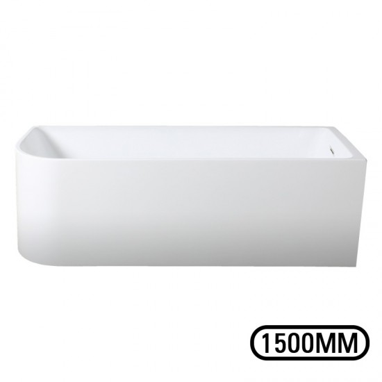 1500x750x610mm Corner Bathtub Right Corner Back to Wall Acrylic White Bath Tub