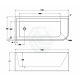 1700x750x610mm Corner Bathtub Left Corner Back to Wall Acrylic White Bath Tub