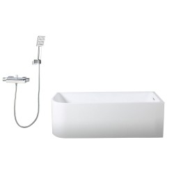 1700x750x610mm Corner Right Corner Back to Wall Acrylic White Bathtub with Solid Brass Mixer Diverter & ABS Handheld Shower Tap Set 1700x750x610mm Corner Right Corner Back to Wall Acrylic White Bathtub with Solid Brass Mixer Diverter & ABS Handheld Shower Tap Set