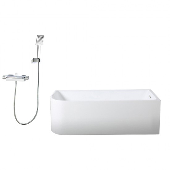 1700x750x610mm Corner Right Corner Back to Wall Acrylic White Bathtub with Solid Brass Mixer Diverter & ABS Handheld Shower Tap Set 1700x750x610mm Corner Right Corner Back to Wall Acrylic White Bathtub with Solid Brass Mixer Diverter & ABS Handheld Shower Tap Set