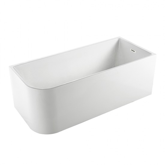 1700x750x610mm Corner Bathtub Right Corner Back to Wall Acrylic White Bath Tub