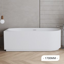 1700x800x580mm Flutted V-Groove Left Corner Bathtub Acrylic Gloss White 1700x800x580mm Flutted V-Groove Left Corner Bathtub Acrylic Gloss White