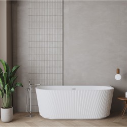 1500x750x590mm Flutted V-Groove Back To Wall Bathtub Acrylic Gloss White Bath Tub 1500x750x590mm Flutted V-Groove Back To Wall Bathtub Acrylic Gloss White Bath Tub