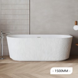 1500x750x590mm Flutted V-Groove Back To Wall Bathtub Acrylic Gloss White Bath Tub 1500x750x590mm Flutted V-Groove Back To Wall Bathtub Acrylic Gloss White Bath Tub