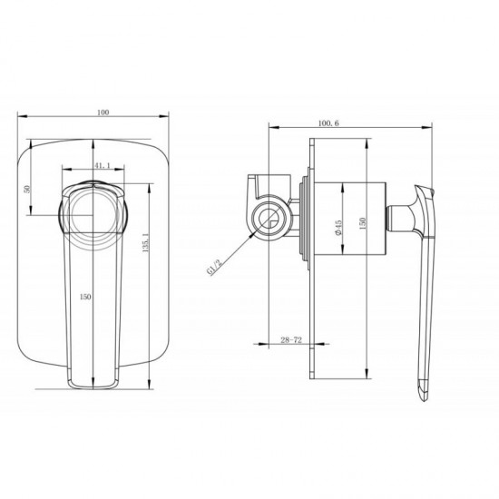 Esperia Brushed Nickel Solid Brass Shower/Bath Wall Mixer Wall Mounted