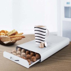 White Coffee Pod Capsules Storage Rack 50 Pods Holder Organizer Drawer Dispenser White Coffee Pod Capsules Storage Rack 50 Pods Holder Organizer Drawer Dispenser
