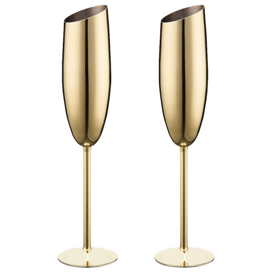 Gold Champagne Glass Cups 200ml PACK 2 Stainless Wine Cocktail Drinkware SUS304