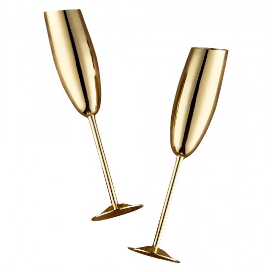 Gold Champagne Glass Cups 200ml PACK 2 Stainless Wine Cocktail Drinkware SUS304