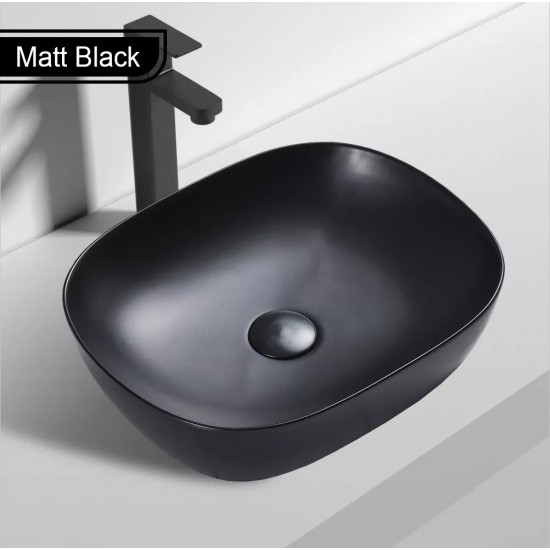 465*375*115mm Above Counter Rectangle Matt Black Ceramic Basin Counter Top Wash Basin