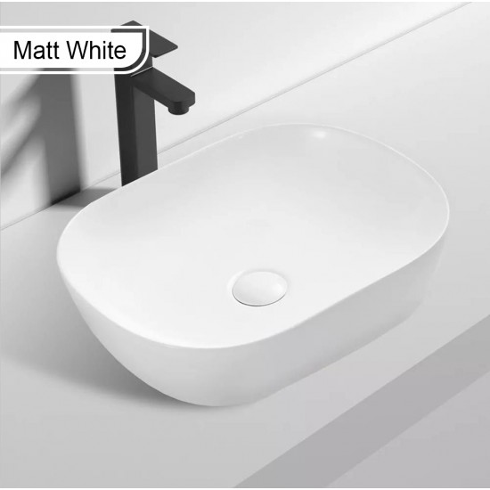 465*375*115mm Above Counter Rectangle Matt White Ceramic Basin Counter Top Wash Basin