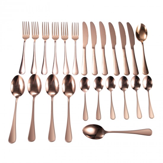 Rose Gold Stainless Steel 304 Cutlery Set Dinner Knife Fork Spoon 24pcs Set