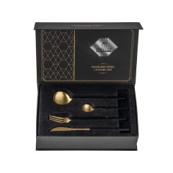Matte Gold And Black Stainless Steel 304 Cutlery Set Dinner Knife Fork Spoon 24pcs Gift Set Matte Gold And Black Stainless Steel 304 Cutlery Set Dinner Knife Fork Spoon 24pcs Gift Set
