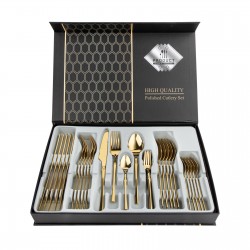 Gold Stainless Steel  Cutlery Set Dinner Knife Fork Spoon 30pcs Gift Set Gold Stainless Steel  Cutlery Set Dinner Knife Fork Spoon 30pcs Gift Set