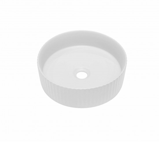 360*360*120mm Bathroom Round Above Counter Gloss White Ceramic Wash Basin