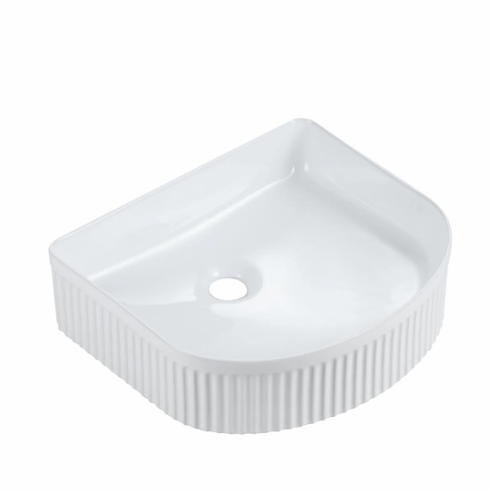 410*360*120mm Bathroom Fluted Arch Gloss White Above Counter Ceramic Wash Basin 410*360*120mm Bathroom Fluted Arch Gloss White Above Counter Ceramic Wash Basin