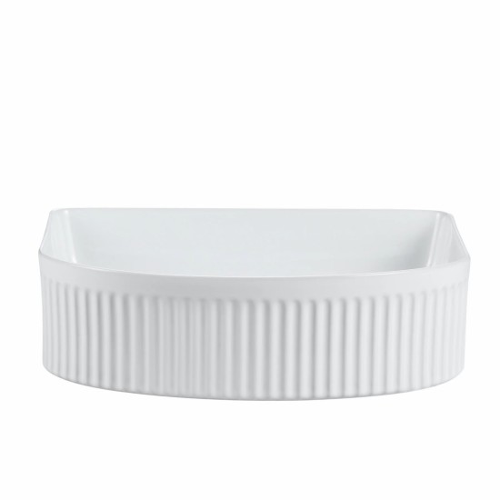 410*360*120mm Bathroom Fluted Arch Gloss White Above Counter Ceramic Wash Basin 410*360*120mm Bathroom Fluted Arch Gloss White Above Counter Ceramic Wash Basin