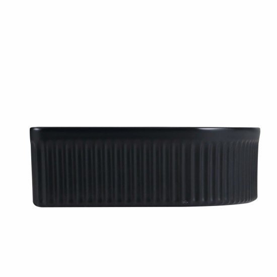 410*360*120mm Bathroom Fluted Arch Above Counter Matt Black Ceramic Wash Basin 410*360*120mm Bathroom Fluted Arch Above Counter Matt Black Ceramic Wash Basin