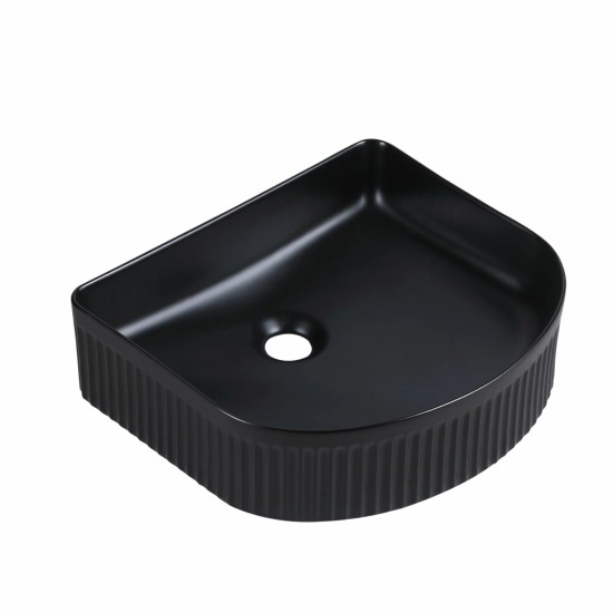 410*360*120mm Bathroom Fluted Arch Above Counter Matt Black Ceramic Wash Basin 410*360*120mm Bathroom Fluted Arch Above Counter Matt Black Ceramic Wash Basin
