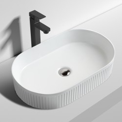 580*360*115mm Bathroom Oval Fluted Gloss White Above Counter Ceramic Wash Basin 580*360*115mm Bathroom Oval Fluted Gloss White Above Counter Ceramic Wash Basin