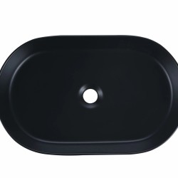 580*360*115mm Bathroom Fluted Oval Above Counter Matt Black Ceramic Wash Basin 580*360*115mm Bathroom Fluted Oval Above Counter Matt Black Ceramic Wash Basin