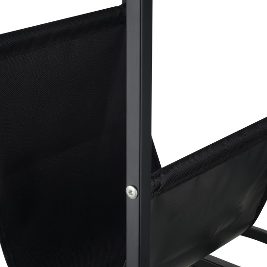Oval End Table Narrow Tempered Glass Side Table with Magazine Storage (Black Oxford Pouch) Grey Glass & Black Steel Oval End Table Narrow Tempered Glass Side Table with Magazine Storage (Black Oxford Pouch) Grey Glass & Black Steel