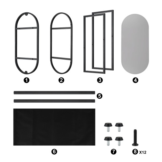 Oval End Table Narrow Tempered Glass Side Table with Magazine Storage (Black Oxford Pouch) Grey Glass & Black Steel Oval End Table Narrow Tempered Glass Side Table with Magazine Storage (Black Oxford Pouch) Grey Glass & Black Steel