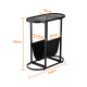 Oval End Table Narrow Tempered Glass Side Table with Magazine Storage (Black Oxford Pouch) Grey Glass & Black Steel Oval End Table Narrow Tempered Glass Side Table with Magazine Storage (Black Oxford Pouch) Grey Glass & Black Steel