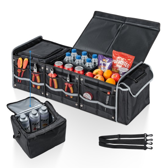 Collapsible Car Trunk Organizer with Removable Leakproof Cooler, Heavy-Duty Oxford, Configurable 2–3 Compartments & 6 Mesh Pockets Collapsible Car Trunk Organizer with Removable Leakproof Cooler, Heavy-Duty Oxford, Configurable 2–3 Compartments & 6 Mesh Pockets