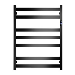 Square 7Bars 800Hx600Wx120D mm Heated Towel Rack With Timer Matte Black Square 7Bars 800Hx600Wx120D mm Heated Towel Rack With Timer Matte Black