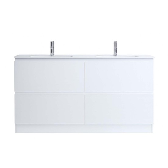 DNF 1500X460X830MM PLYWOOD FLOOR STANDING VANITY - GLOSSY WHITE WITH DOUBLE CERAMIC TOP DNF 1500X460X830MM PLYWOOD FLOOR STANDING VANITY - GLOSSY WHITE WITH DOUBLE CERAMIC TOP