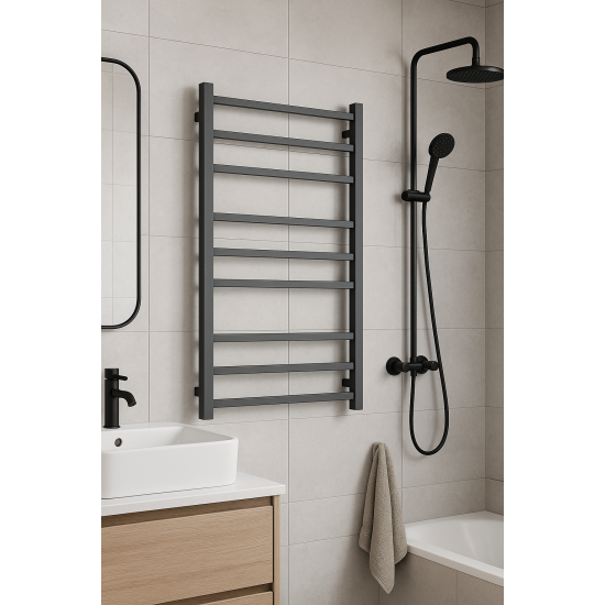 1000Hx600Wx120D Gunmetal Grey Electric Heated Towel Rack 9 Bars 1000Hx600Wx120D Gunmetal Grey Electric Heated Towel Rack 9 Bars