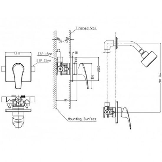 Elementi All/Multi Pressures Verona Shower Mixer Chrome