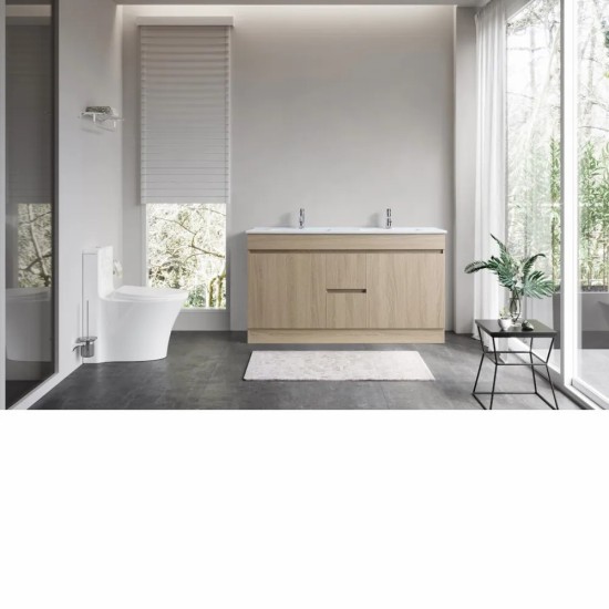 DNF 1200X460X830MM PLYWOOD FLOOR STANDING VANITY - LIGHT OAK WITH DOUBLE CERAMIC TOP DNF 1200X460X830MM PLYWOOD FLOOR STANDING VANITY - LIGHT OAK WITH DOUBLE CERAMIC TOP