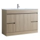 DNF 1200X460X830MM PLYWOOD FLOOR STANDING VANITY - LIGHT OAK WITH SINGLE CERAMIC TOP