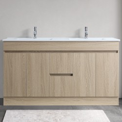 DNF 1500X460X830MM PLYWOOD FLOOR STANDING VANITY - LIGHT OAK WITH DOUBLE CERAMIC TOP DNF 1500X460X830MM PLYWOOD FLOOR STANDING VANITY - LIGHT OAK WITH DOUBLE CERAMIC TOP
