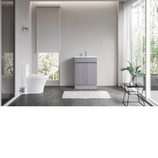 DNF 600X460X830MM PLYWOOD FLOOR STANDING VANITY - LIGHT GREY WITH CERAMIC TOP