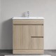 DNF 750X460X830MM PLYWOOD FLOOR STANDING VANITY - LIGHT OAK WITH CERAMIC TOP