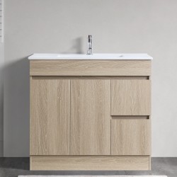 DNF 900X460X830MM PLYWOOD FLOOR STANDING VANITY - LIGHT OAK WITH CERAMIC TOP DNF 900X460X830MM PLYWOOD FLOOR STANDING VANITY - LIGHT OAK WITH CERAMIC TOP